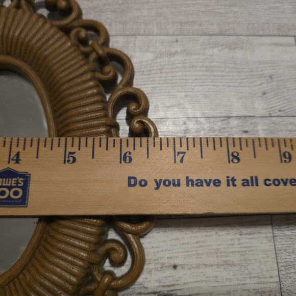 Vintage 1978 Homco Boho 9-5/8" Oval Mirror Faux Rattan Resin Wicker Set of 2 - Picture 8 of 8